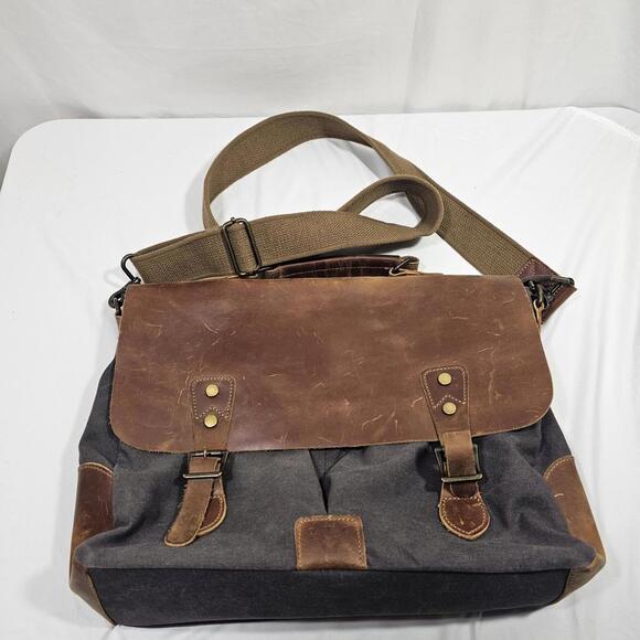 Wowbox Leather Detachable Strap Buckle Messenger Laptop Work School Bag - Picture 6 of 14